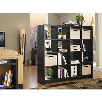 kathy ireland Office by Bush New York Skyline 16-Cube Room Divider in Mocha Finish