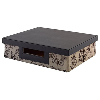 kathy ireland Office by Bush small storage bin collection (3 bins) in Neutral & Chocolate Floral Print