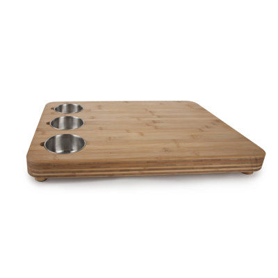 Core Bamboo Pro Chef Butchers Chop Block with Prep Bowls in Natural