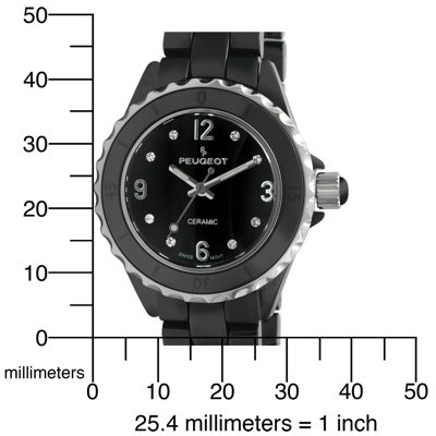 Peugeot Swiss Women's Swarovski Crystal White Dial Watch in Black