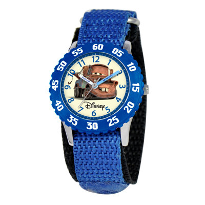 Kid's Cars Time Teacher Velcro Watch in Blue with White Dial