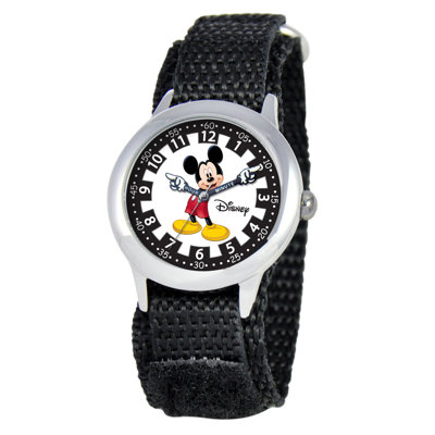 Kid's Mickey Time Teacher Velcro Watch in Black