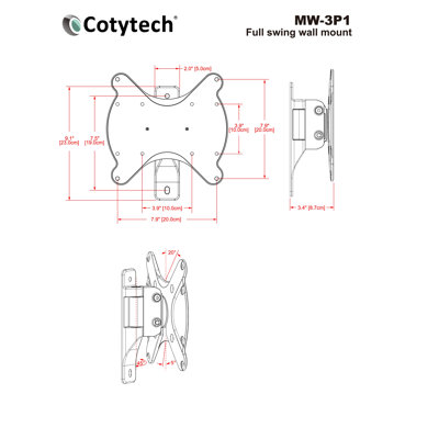 Cotytech Tilt and Swivel TV Wall Mount for 22" - 40" Screens