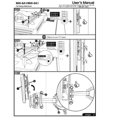 Cotytech Full Motion Corner TV Wall Mount for 32" - 57" Screens