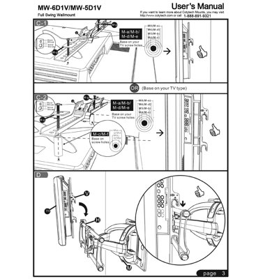 Cotytech Full Motion Dual Arm TV Wall Mount for 42" - 71" Screens