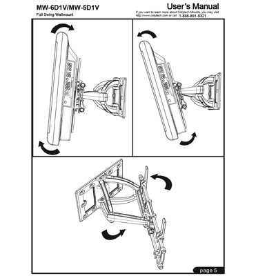 Cotytech Full Motion Dual Arm TV Wall Mount for 42" - 71" Screens