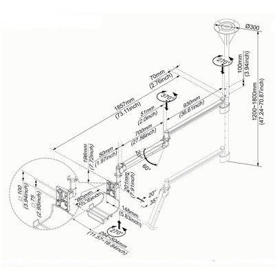 Cotytech Long Reach LCD Ceiling Mount with Front Keyboard Holder
