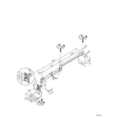 Cotytech Long Reach LCD Monitor Arm with Wall Box / Keyboard Holder