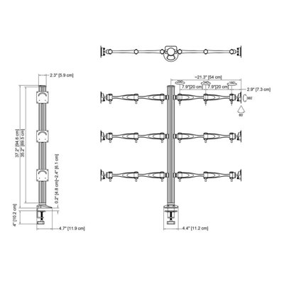 Cotytech Six Monitor Desk Mount Full Swing