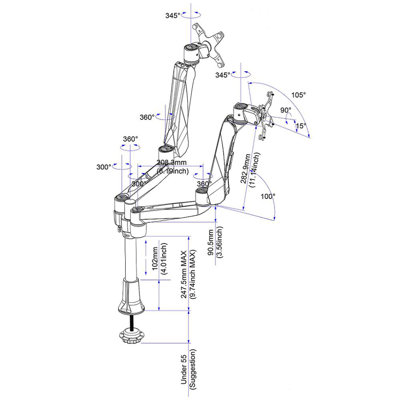 Cotytech Dual Monitor Desk Mount Spring Arm Quick Connect