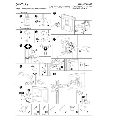 Cotytech Triple Monitor Desk Mount - Triple Arm