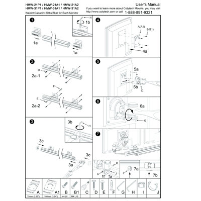 Cotytech Wall Mount for Two Monitors Single Arm