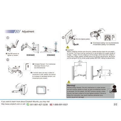 Cotytech Dual Monitor Wall Mount Spring Arm Quick Release
