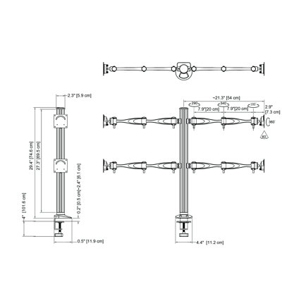 Cotytech Quad Monitor Desk Mount Full Swing