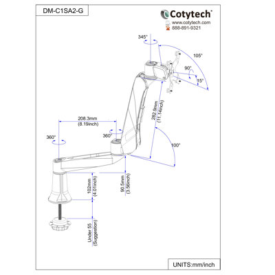Cotytech Quick Connect Quick Release Desk Mount