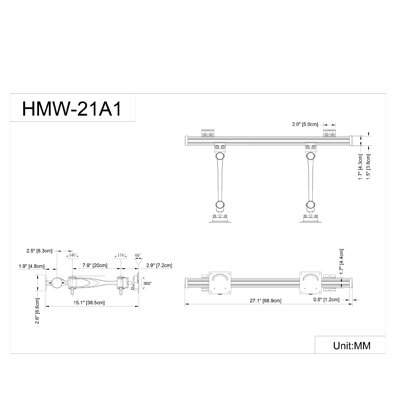 Cotytech Wall Mount for Two Monitors Single Arm