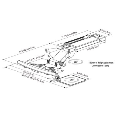 Cotytech Fully Adjustable Keyboard Mouse Tray Ball Bearing Composed of Keyboard Clamp
