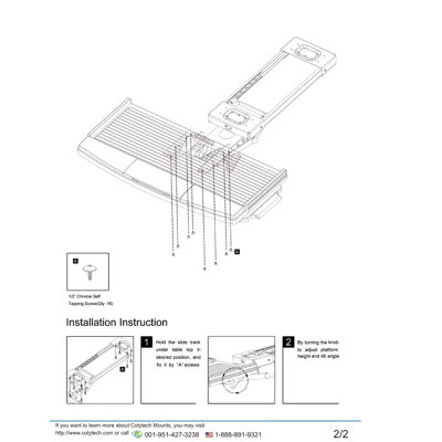 Cotytech Fully Adjustable Keyboard Mouse Tray Ball Bearing