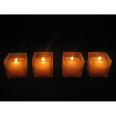 Light In the Dark Votive Candles with Square Holders (Set of 24)