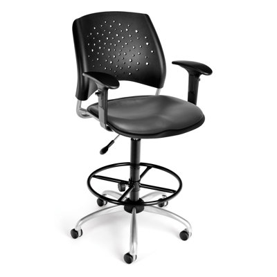 OFM Height Adjustable Swivel Stool with Lumbar Support
