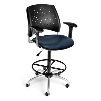 OFM Height Adjustable Swivel Stool with Lumbar Support