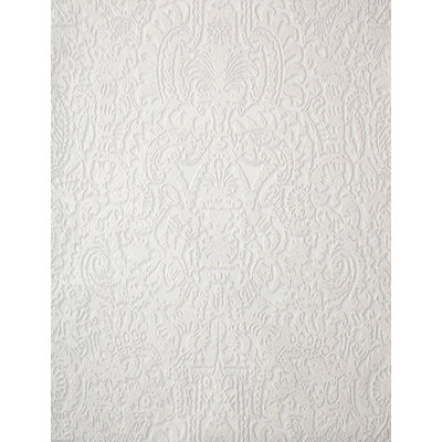 York Wallcoverings Barbara Becker Raised Surface Faux Textile Unframed Damask Wallpaper
