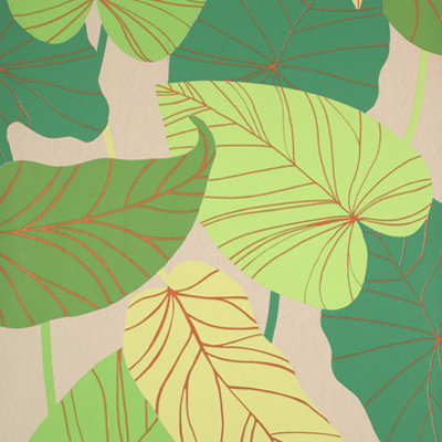 York Wallcoverings Barbara Becker Raised Surface Banana Leaves Collage Wallpaper