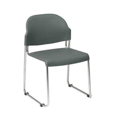 Office Star Products 4-Pack Stack Chair with Black Plastic Seat and Back with Chrome Frame