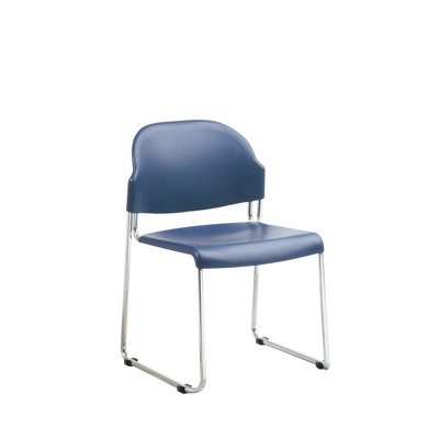 Office Star Products 4-Pack Stack Chair with Black Plastic Seat and Back with Chrome Frame