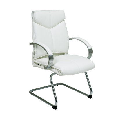 Office Star Products Deluxe Leather Visitors Chair with Chrome Base