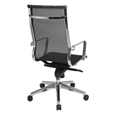 Office Star Products Deluxe Mesh Back and Seat High-Back Managerial Chair with Polished Aluminum Arms and Base