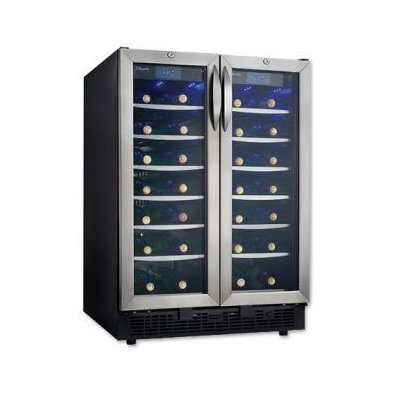 Silhouette 54 Bottle Wine Cooler in Black with Stainless Steel Door Trim