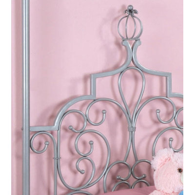 Powell Furniture Princess Rebecca Twin Size Canopy Bed in Sparkle Silver