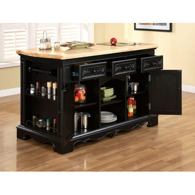 Powell Furniture Pennfield Kitchen Island with Granite cutting inserts