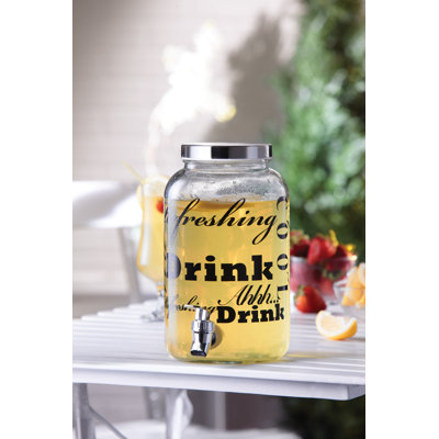 Style Setter Black Letters Glass Beverage Dispenser