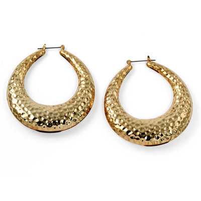 Goldtone Hammered Style Hoop Earrings