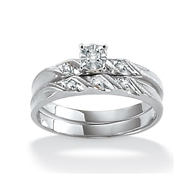 Palm Beach Jewelry PlatinumSilver Diamond Accent Wedding Ring Set