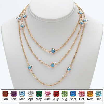 Palm Beach Jewelry Goldtone Princess Cut Birthstone Necklace