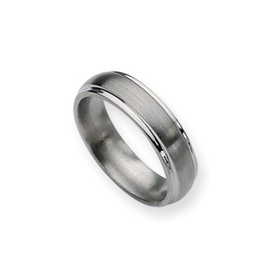 Titanium Ridged Edge 7mm Brushed Polished Band Ring