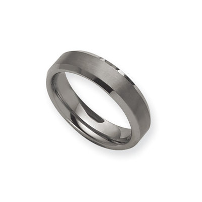 Tungsten Beveled Edge 7mm Brushed Polished Band Ring