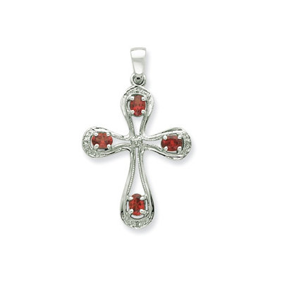 Jewelryweb Sterling Silver Diamond Cross Pendant