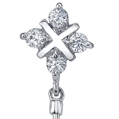 Oravo Seductive Allure 2.50 Carats Blue Sapphire Round Cut Dangle Cubic Zirconia Earrings in Sterling Silver