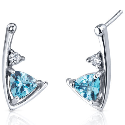 Oravo Modern Sophistication 1.50 Carats Gemstone Trillion Cut Cubic Zirconia Earrings in Sterling Silver
