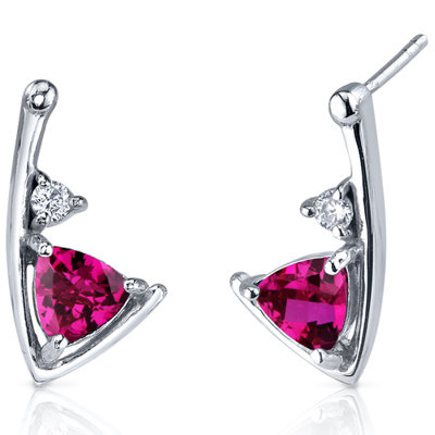 Oravo Modern Sophistication 1.50 Carats Gemstone Trillion Cut Cubic Zirconia Earrings in Sterling Silver