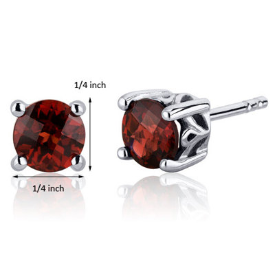 Oravo Scroll Design 2.00 Carats Garnet Round Cut Stud Earrings in Sterling Silver