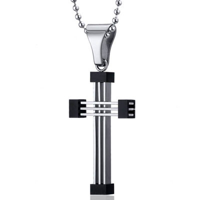 Timeless Confidence Unisex Stainless Steel Modern Cross Pendant Necklace