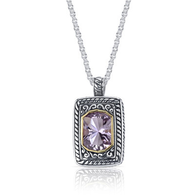 Oravo Baroness Cut 5.00 Carats Pink Amethyst Locket Style Pendant in Sterling Silver