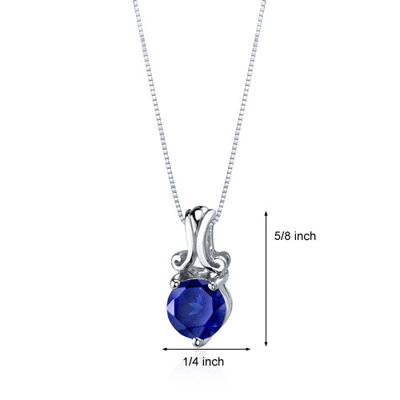 Oravo Refined Charm 2.00 Carats Round Cut Blue Sapphire Pendant in Sterling Silver