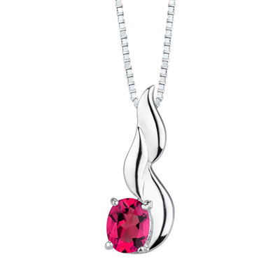 Oravo 0.38" Oval Shape Ruby Pendant Earrings Set in Sterling Silver