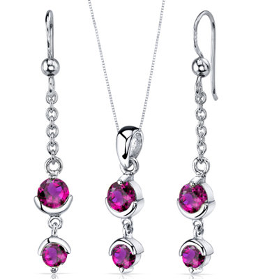 Oravo Round Cut Gemstone Simply Seductive Pendant Earrings Set